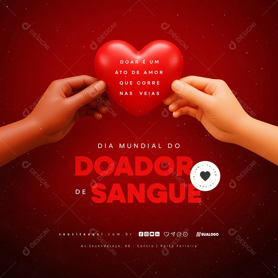 Dia Mundial Do Doador De Sangue 14 De Junho Social Media PSD Editável