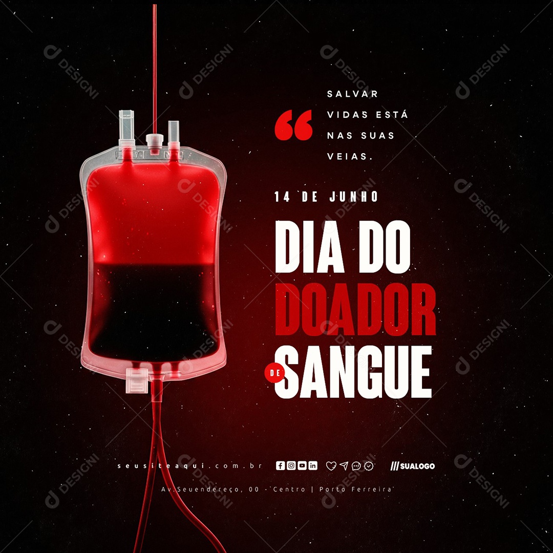Dia Do Doador De Sangue 14 De Junho Social Media PSD Editável