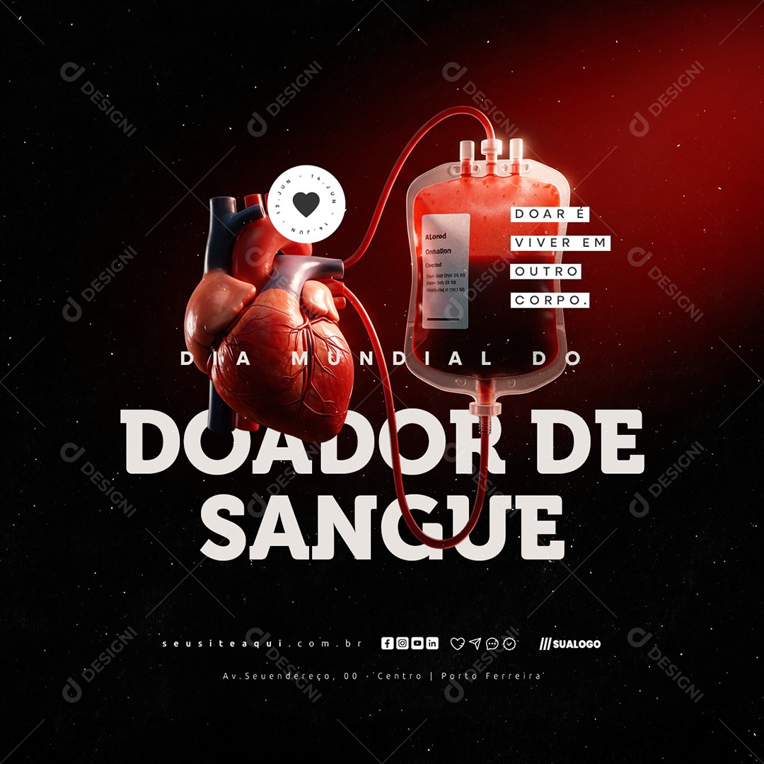 Dia Mundial Do Doador De Sangue 14 De Junho Social Media PSD Editável