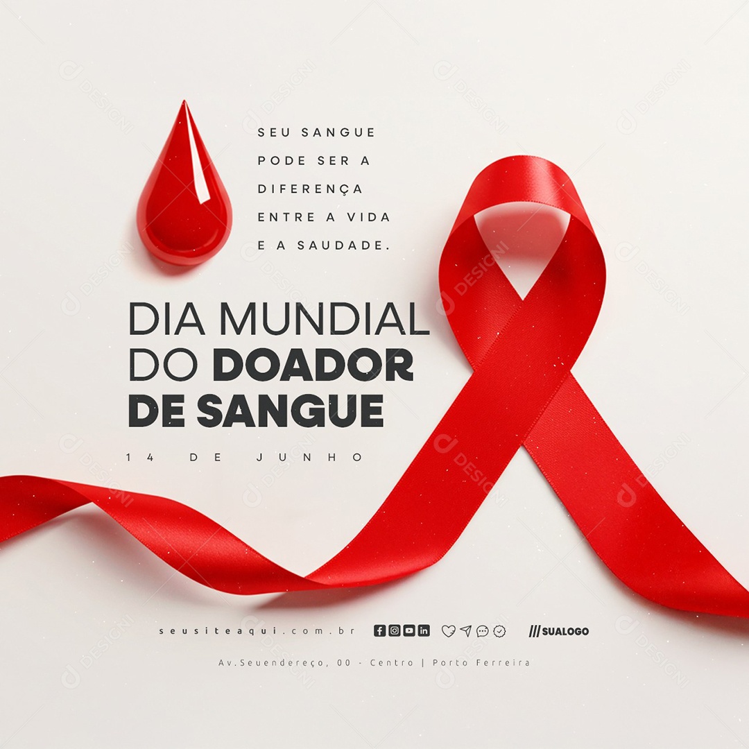 Dia Mundial Do Doador De Sangue 14 De Junho Social Media PSD Editável