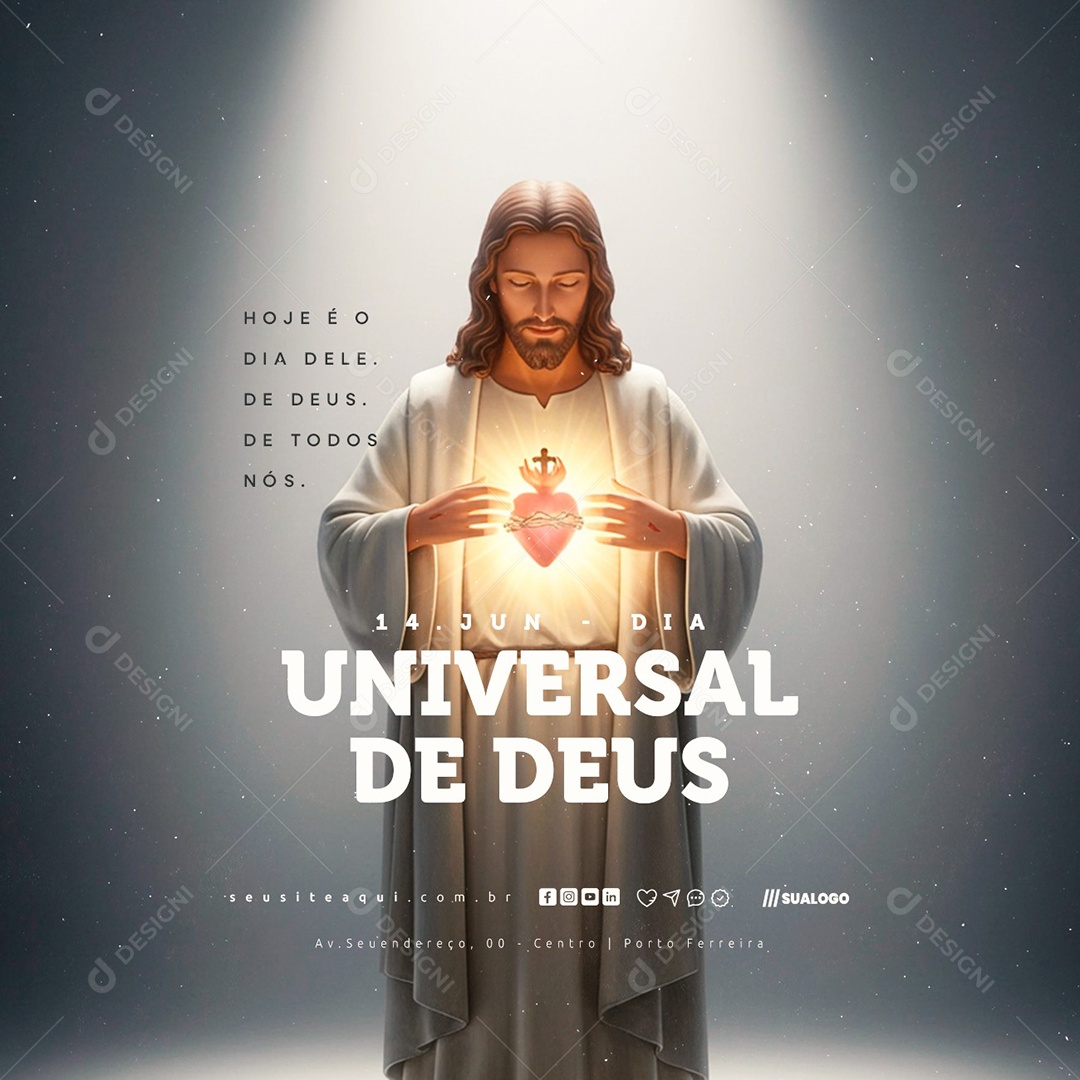 Dia Universal de Deus 14 de Junho Social Media PSD Editável