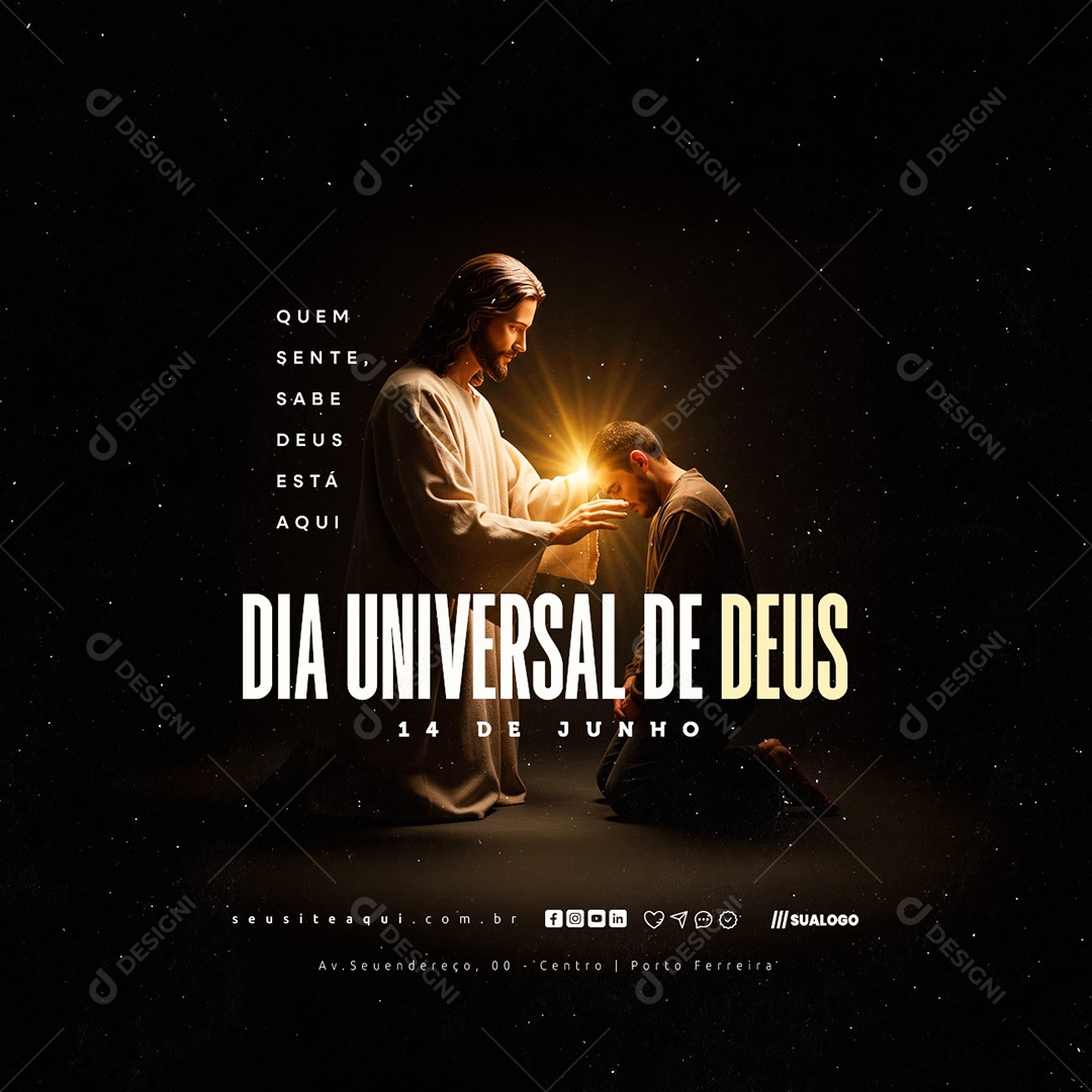 Dia Universal de Deus 14 de Junho Social Media PSD Editável