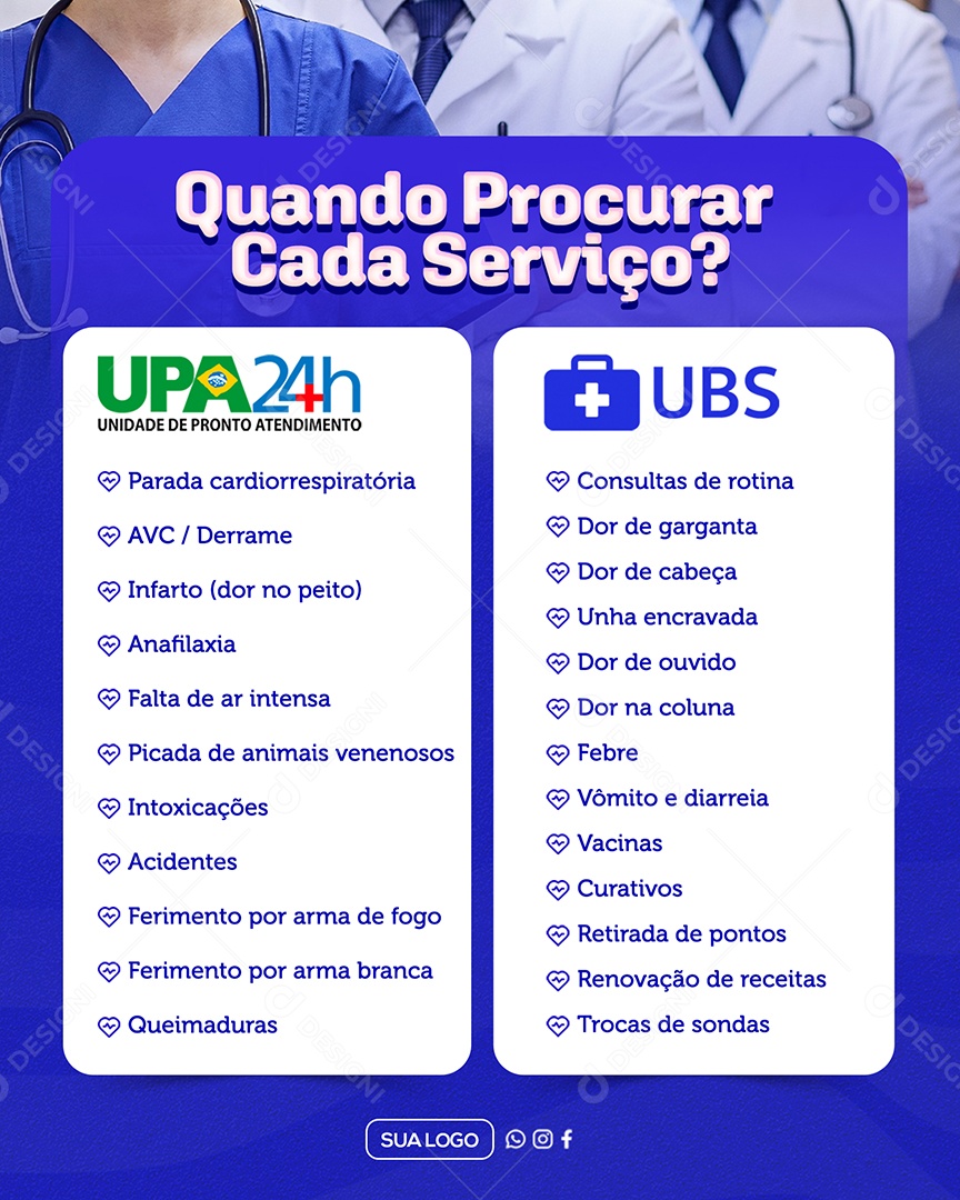 Saúde Tipo de Serviços Social Media PSD Editável