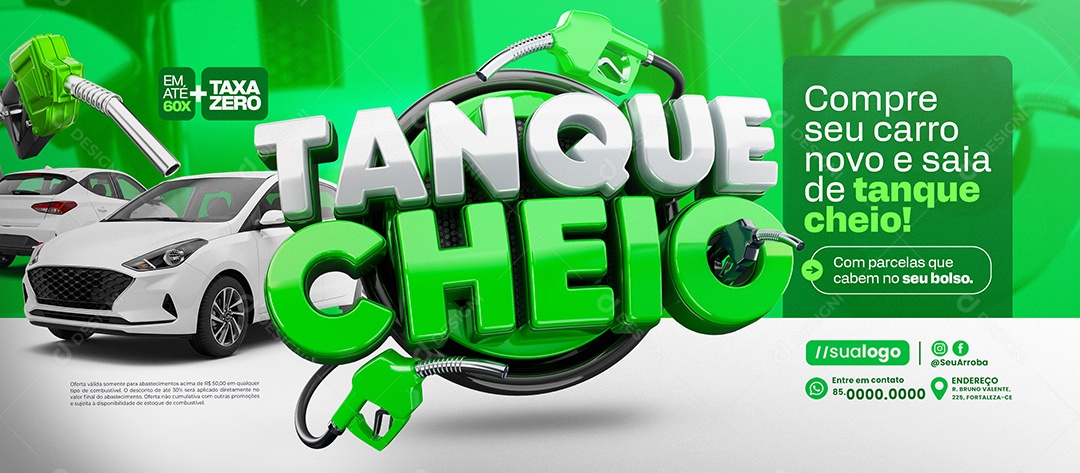 Banner Tanque Cheio Concessionária Compre Seu Carro Novo Social Media PSD Editável