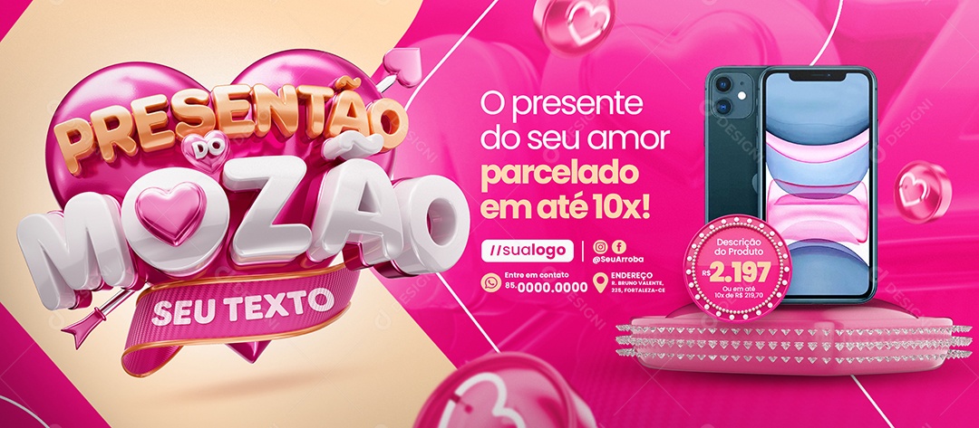 Banner Presentão Do Mozão Loja de Celulares Celular Social Media PSD Editável