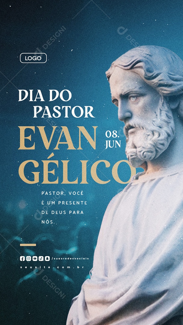 Story Dia do Pastor Evangélico 08 de Junho Social Media PSD Editável