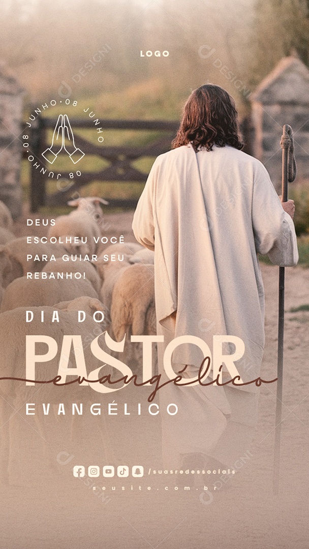Story Dia do Pastor Evangélico 08 de Junho Social Media PSD Editável