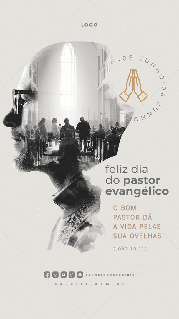 Story Dia do Pastor Evangélico 08 de Junho Social Media PSD Editável