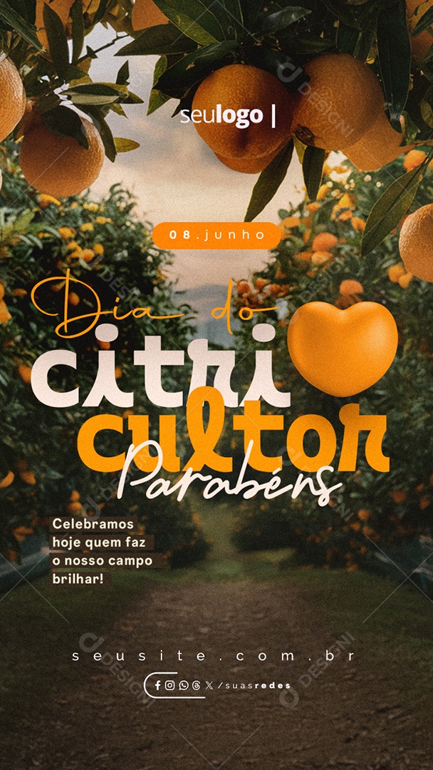 Story Dia Do Citricultor 08 De Junho Parabéns Social Media PSD Editável