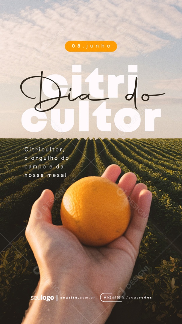Story Dia Do Citricultor 08 De Junho Social Media PSD Editável