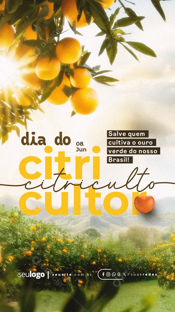 Story Dia Do Citricultor 08 De Junho Social Media PSD Editável