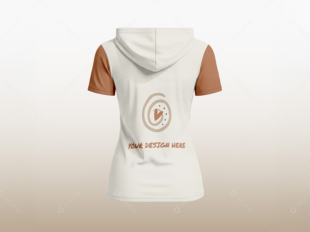 Camiseta com Capuz Feminina Mockup PSD Editável