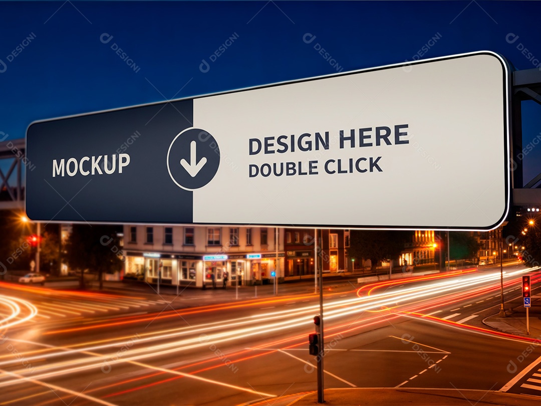 Outdoor na Rua a Noite Mockup PSD Editável