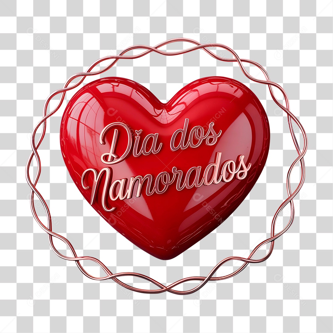 Selo 3D Dia dos Namorados PNG Transparente