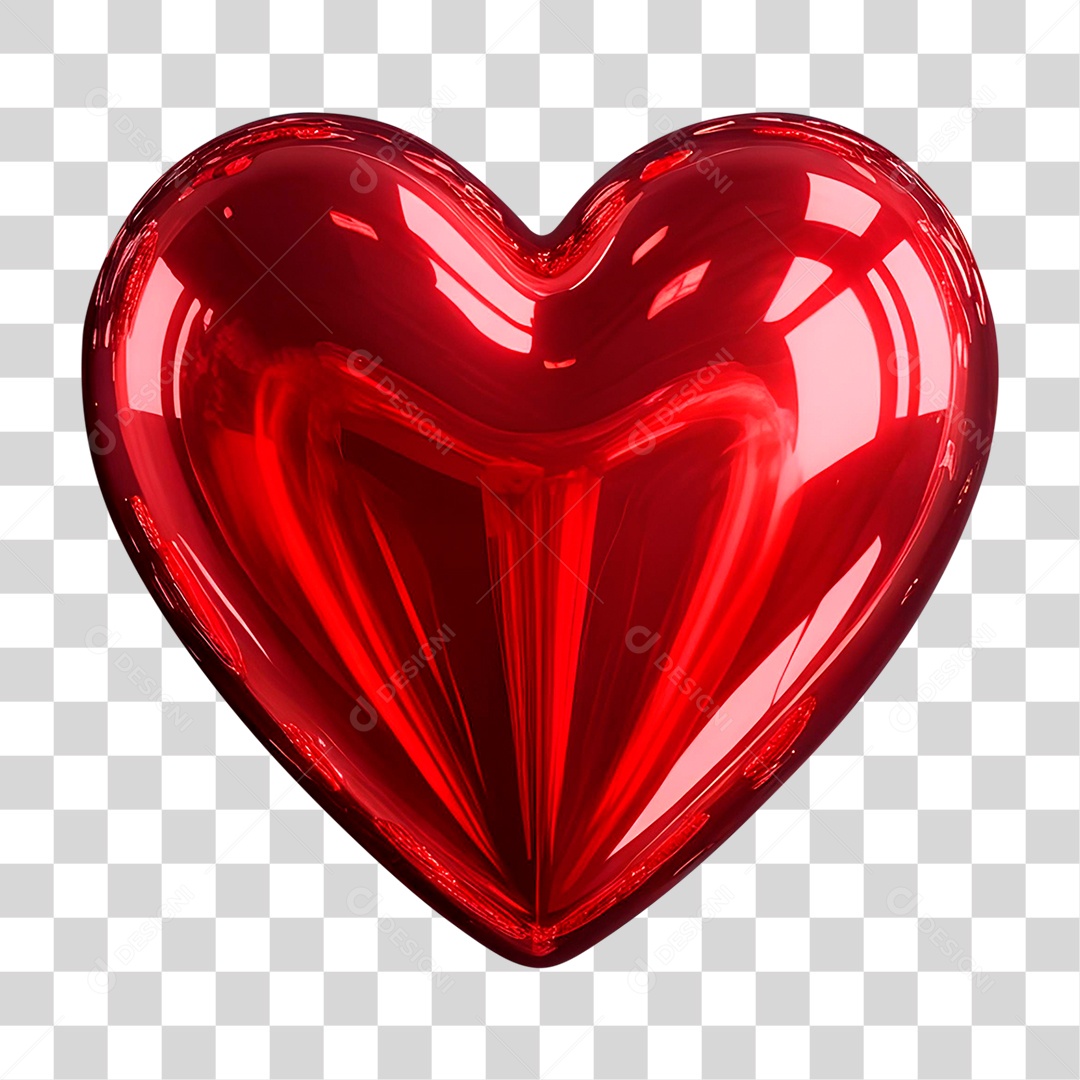 Coração Vermelho 3D PNG Transparente