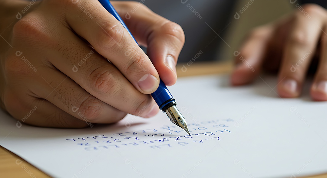 Mão de pessoa escrevendo em papel branco