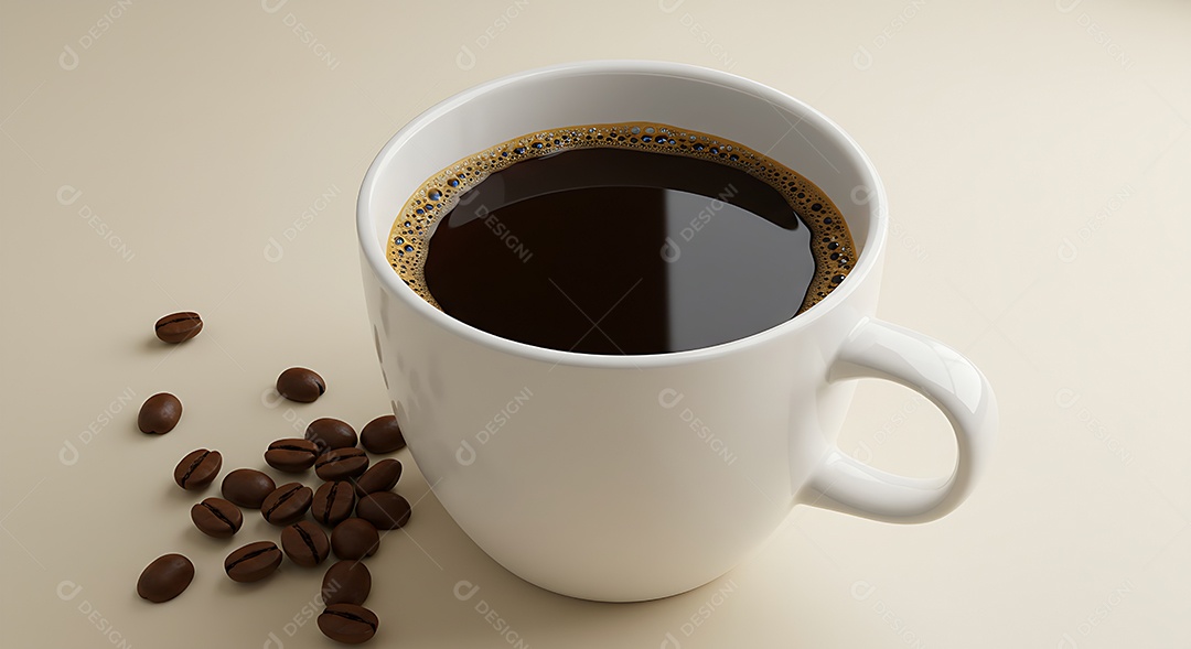 Xícara de café em uma mesa branca