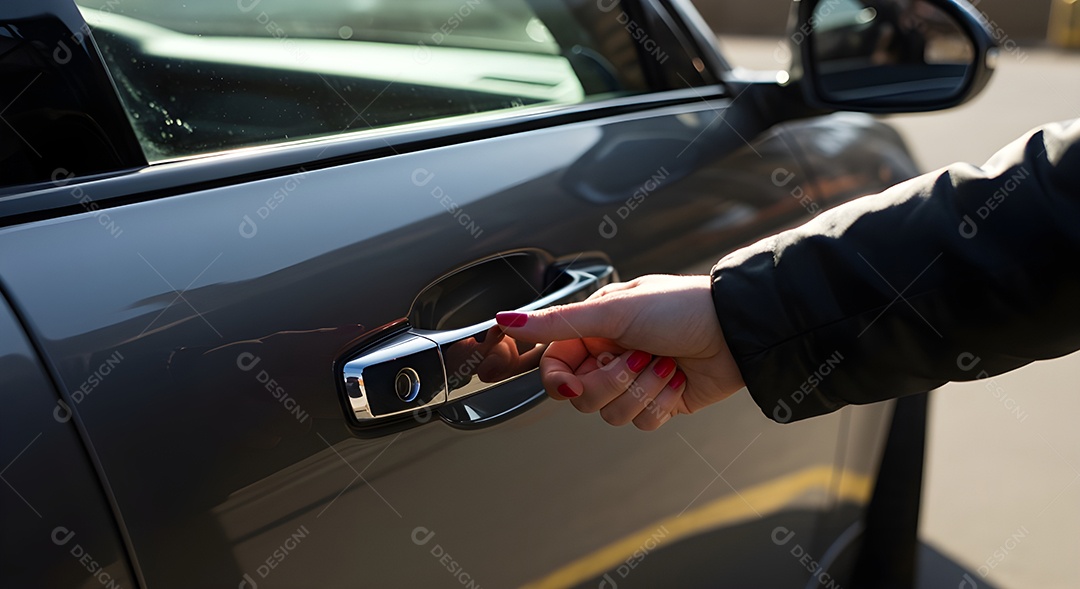 Mão de pessoa abrindo porta de carro