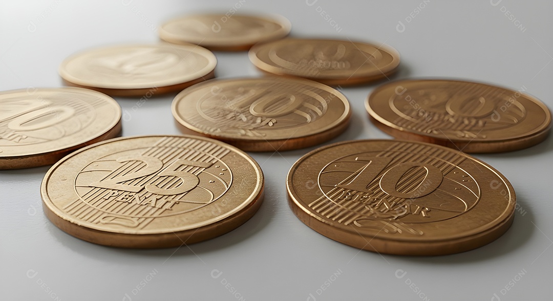 Moedas em uma mesa branca