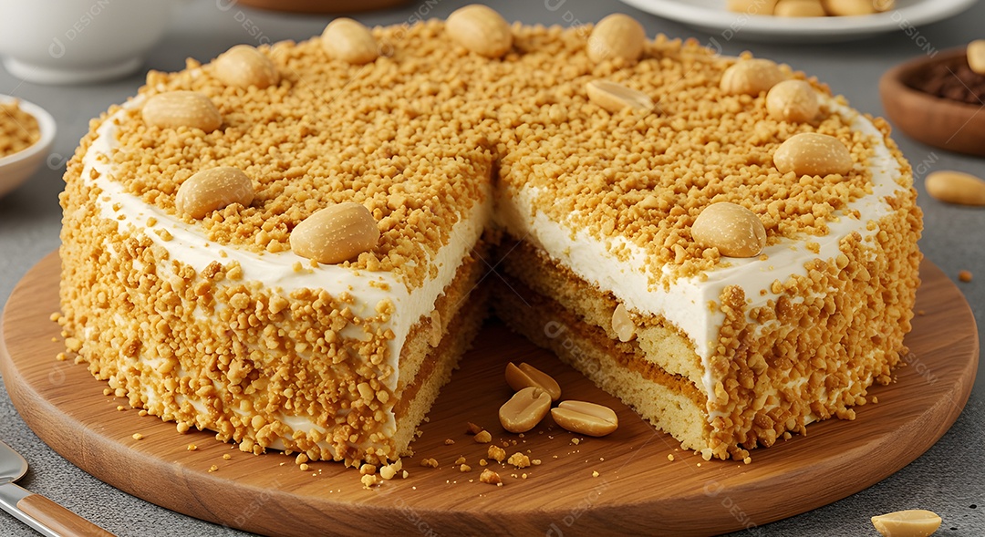 Bolo saboroso em uma mesa recheado