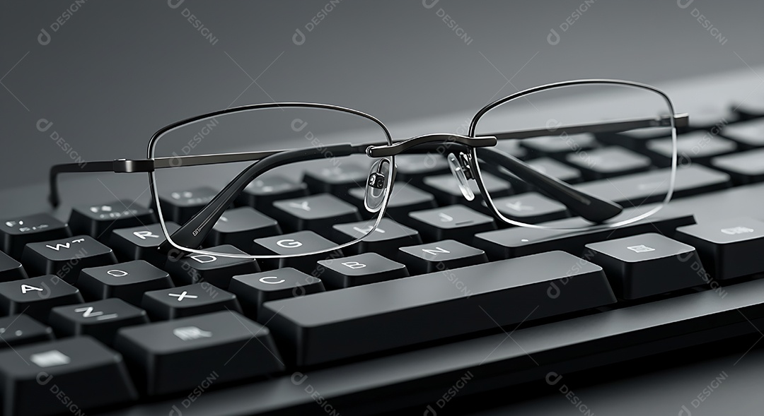 Óculos sobre teclado