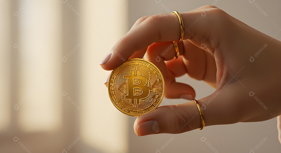 Mão de pessoa segurando bitcoin