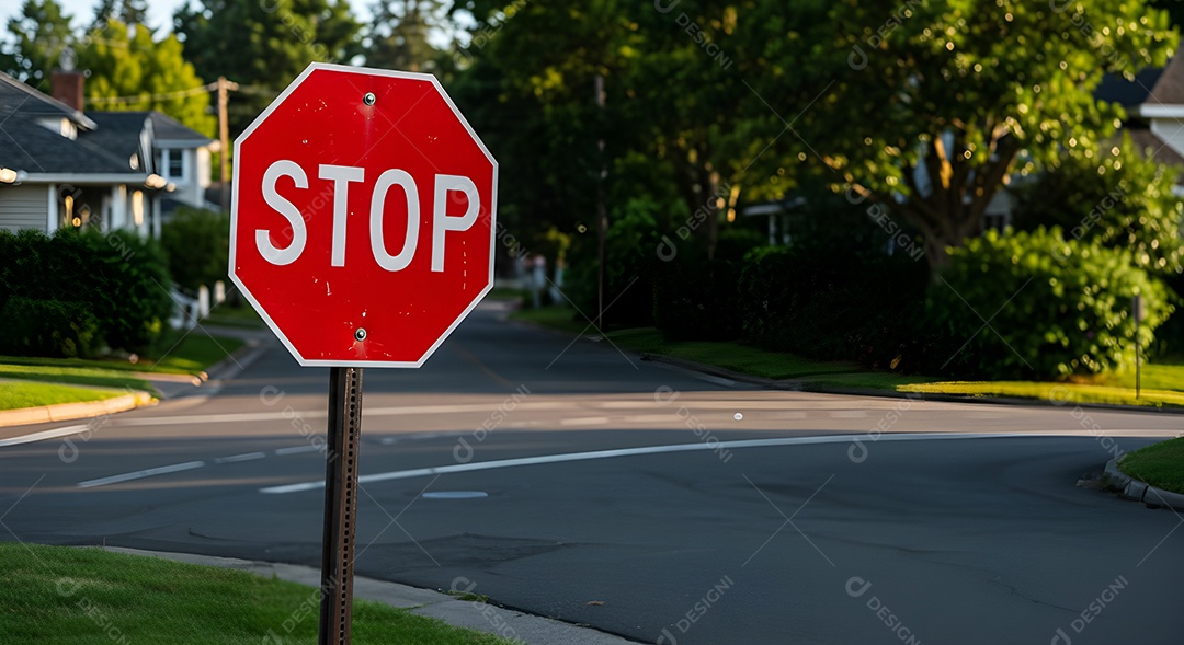 imagem exibe uma placa de trânsito de PARE