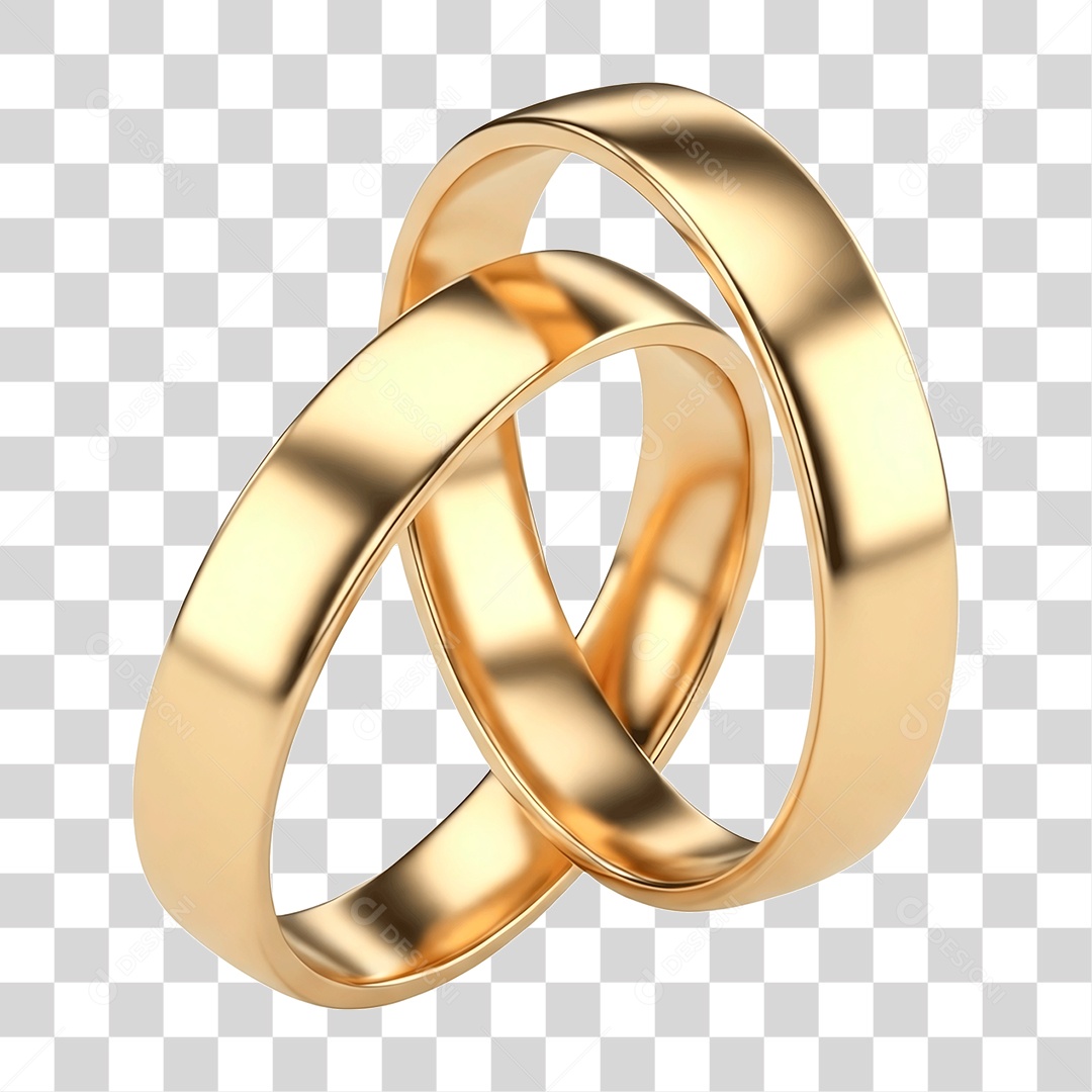 Par de Alianças de Ouro PNG Transparente