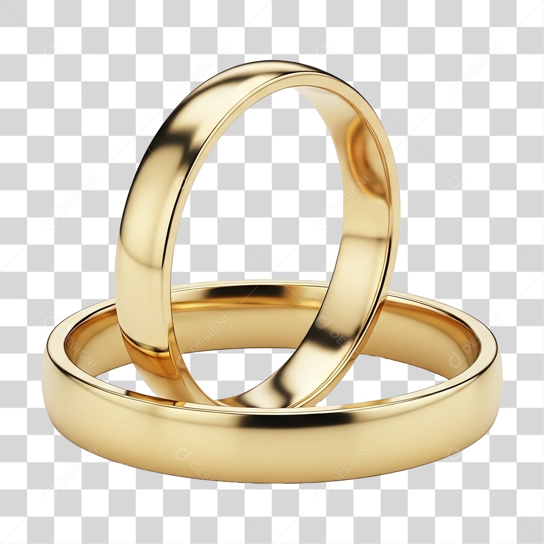 Par de Alianças de Ouro PNG Transparente