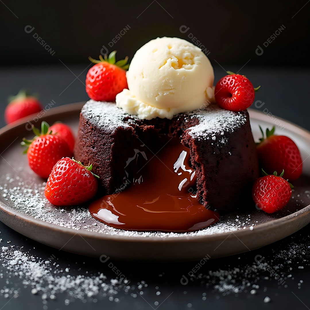 A imagem mostra um delicioso petit gâteau.