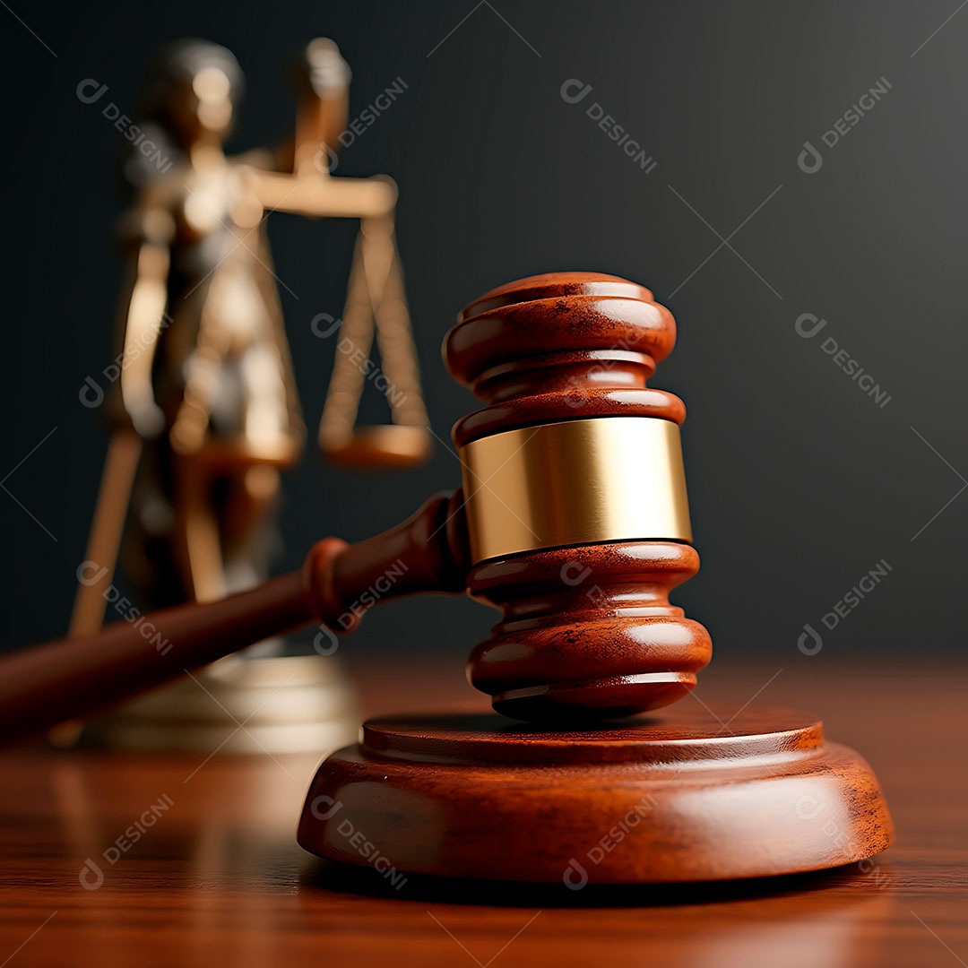 A imagem apresenta dois símbolos proeminentes associados ao sistema de justiça.