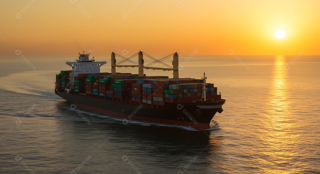 Guindaste carregando contêiner de carga para navio