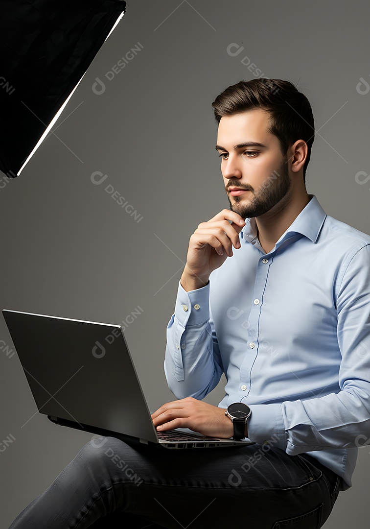 Homem jovem empresário fundo isolado