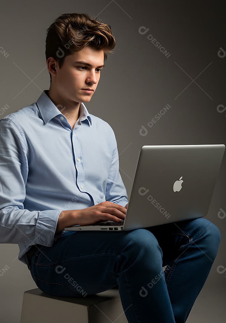 Homem jovem empresário fundo isolado