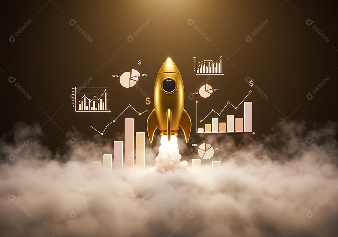 Imagem retrata o lançamento de um foguete