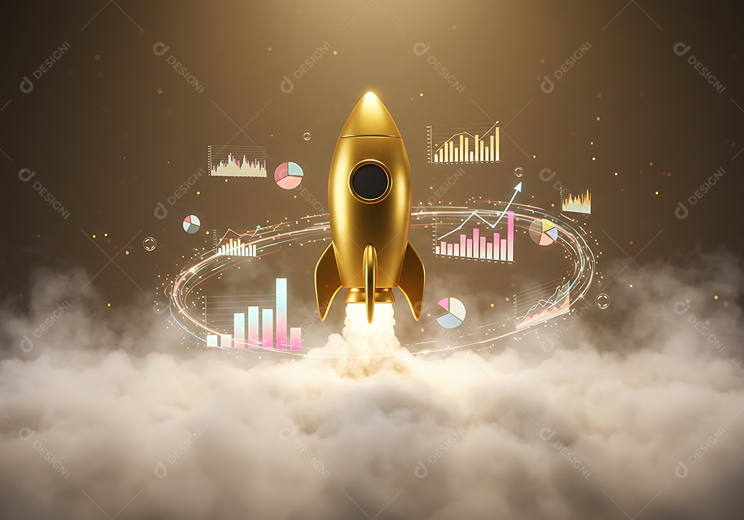 Imagem retrata o lançamento de um foguete