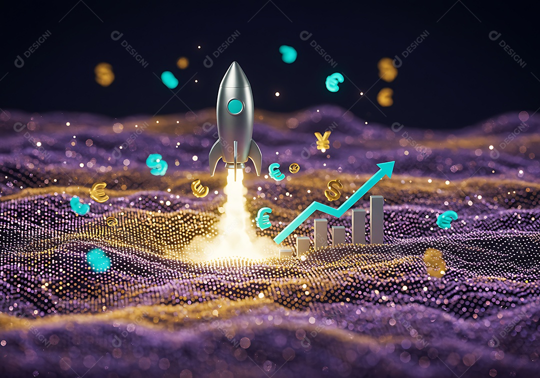 Imagem retrata o lançamento de um foguete