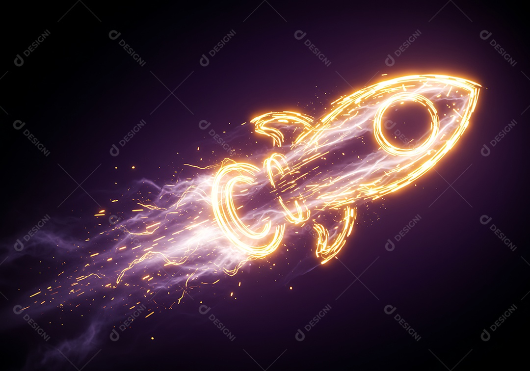 Imagem retrata o lançamento de um foguete