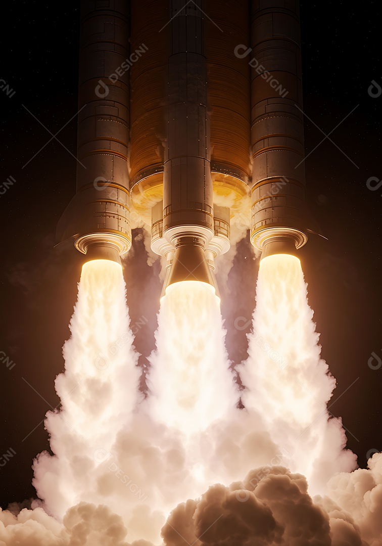 Imagem retrata o lançamento de um foguete