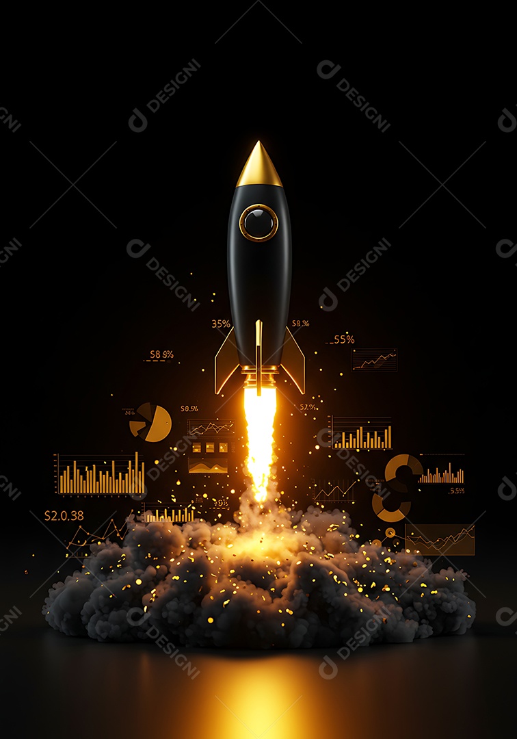 Imagem retrata o lançamento de um foguete