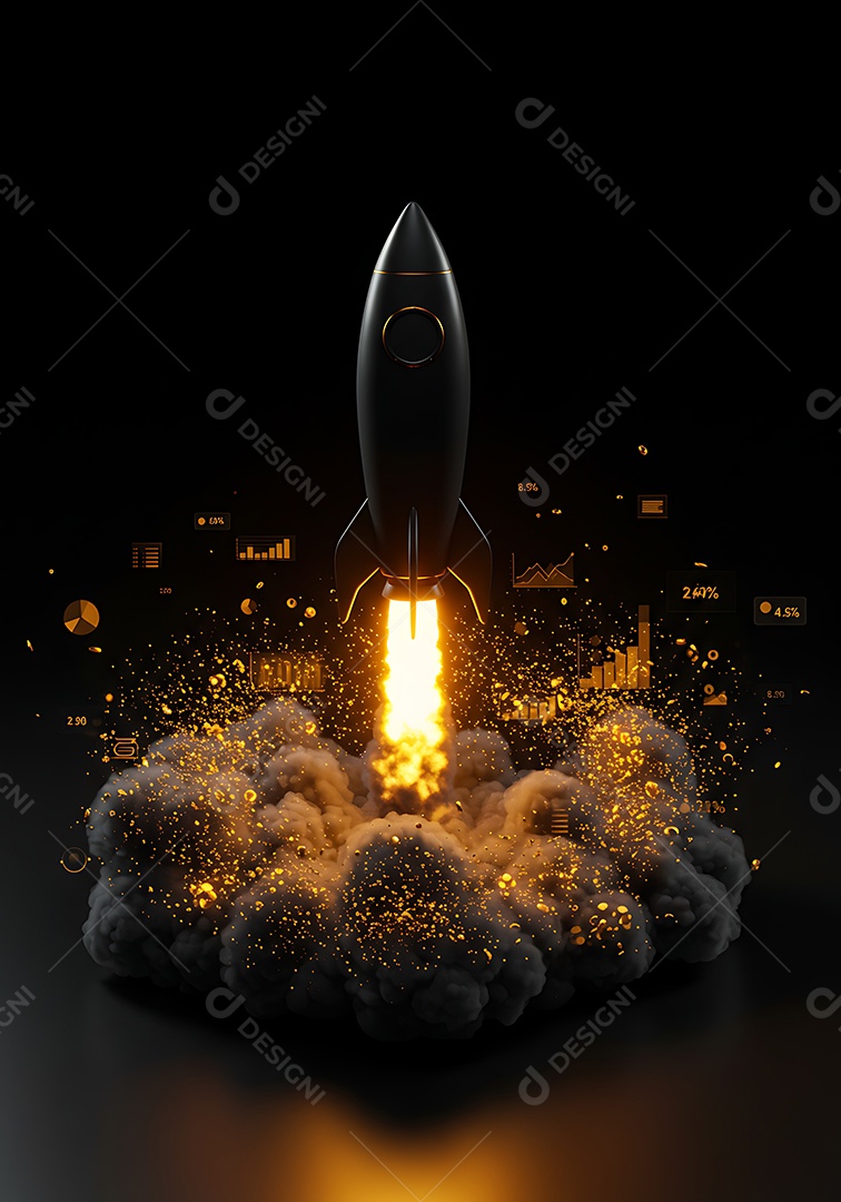 Imagem retrata o lançamento de um foguete