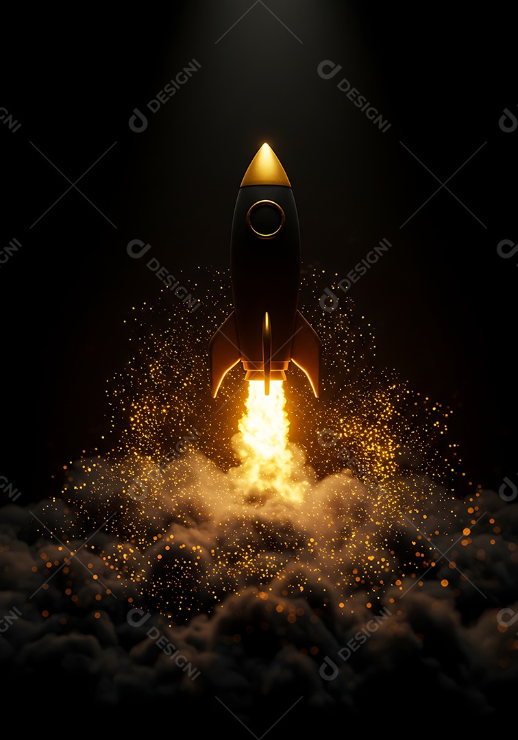 Imagem retrata o lançamento de um foguete