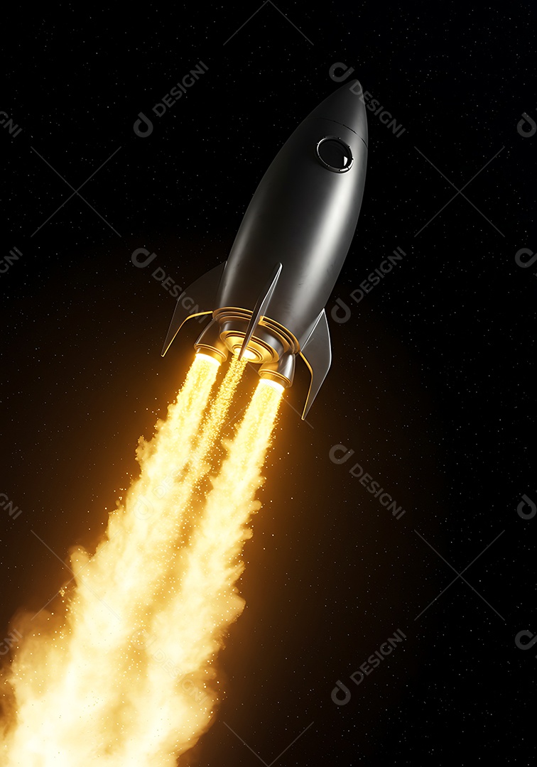 Imagem retrata o lançamento de um foguete