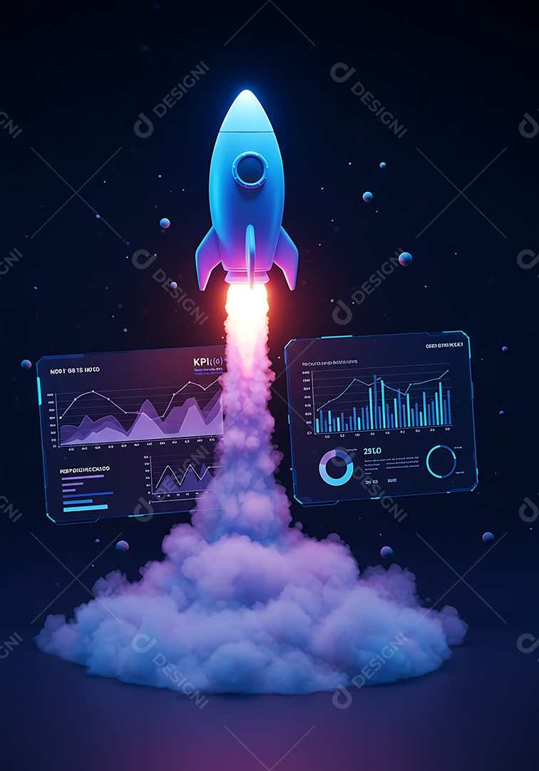 Imagem retrata o lançamento de um foguete