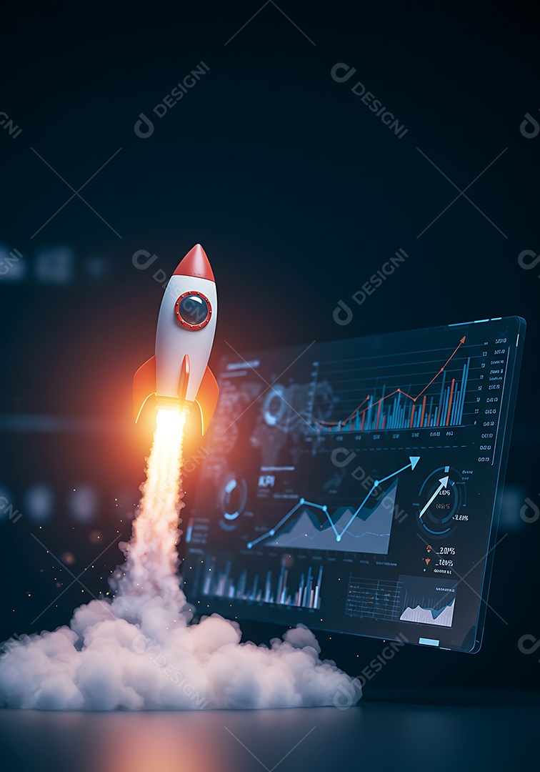 Imagem retrata o lançamento de um foguete