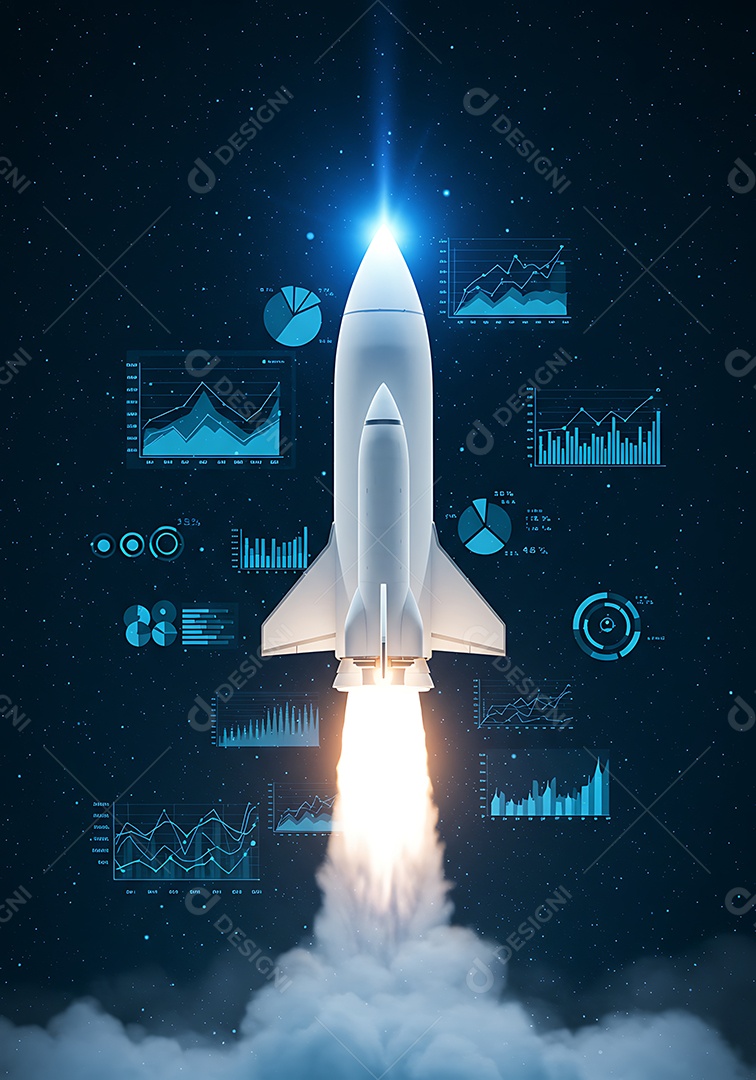 Imagem retrata o lançamento de um foguete