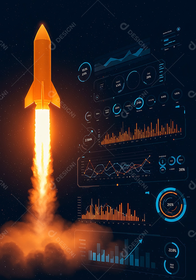 Imagem retrata o lançamento de um foguete