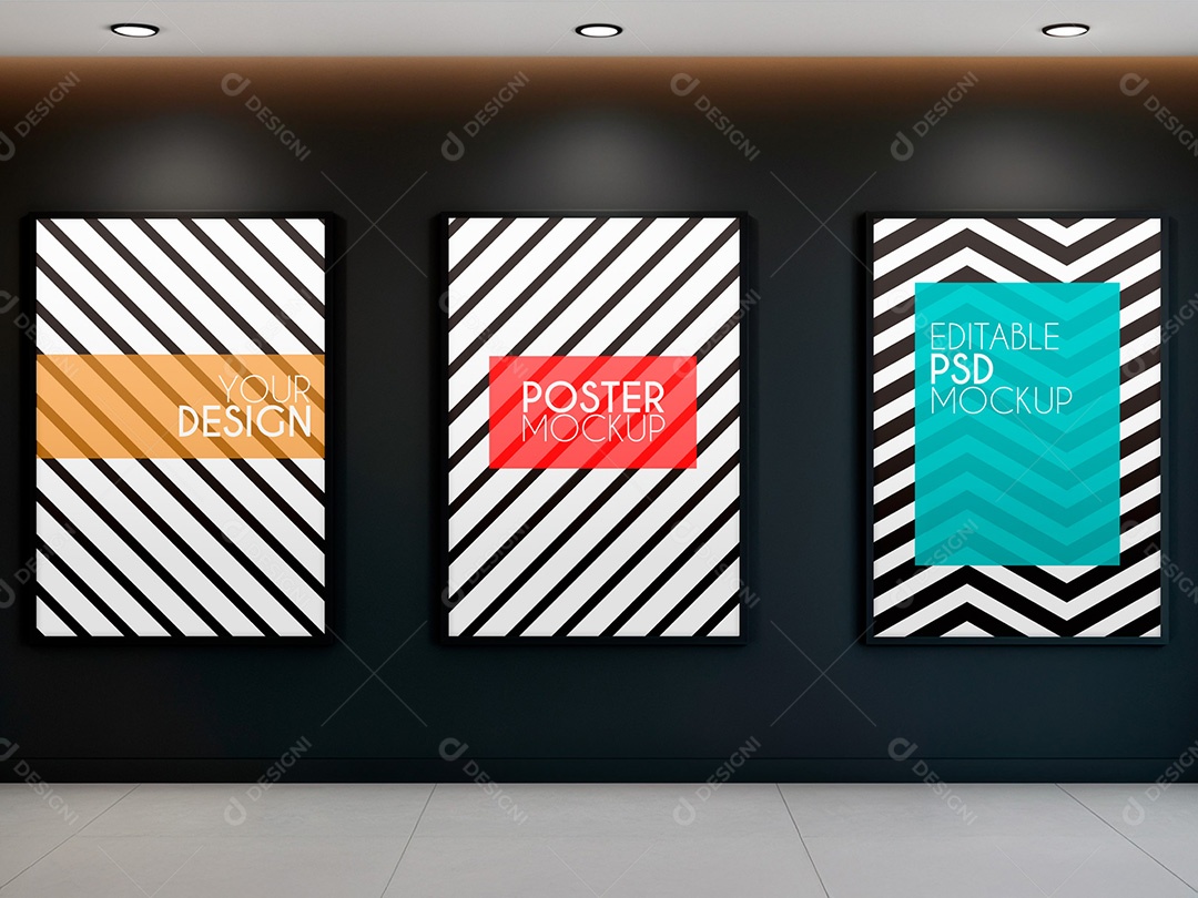 Poster na Galeria de Arte Mockup PSD Editável