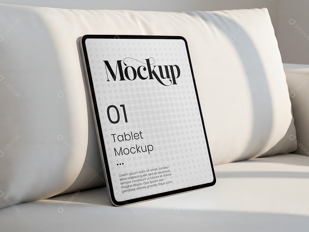 Tablet no Sofá Mockup PSD Editável