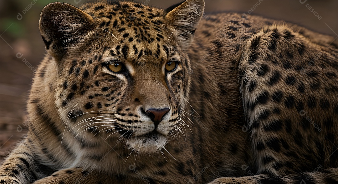 Linda onça pitada andando sobre floresta